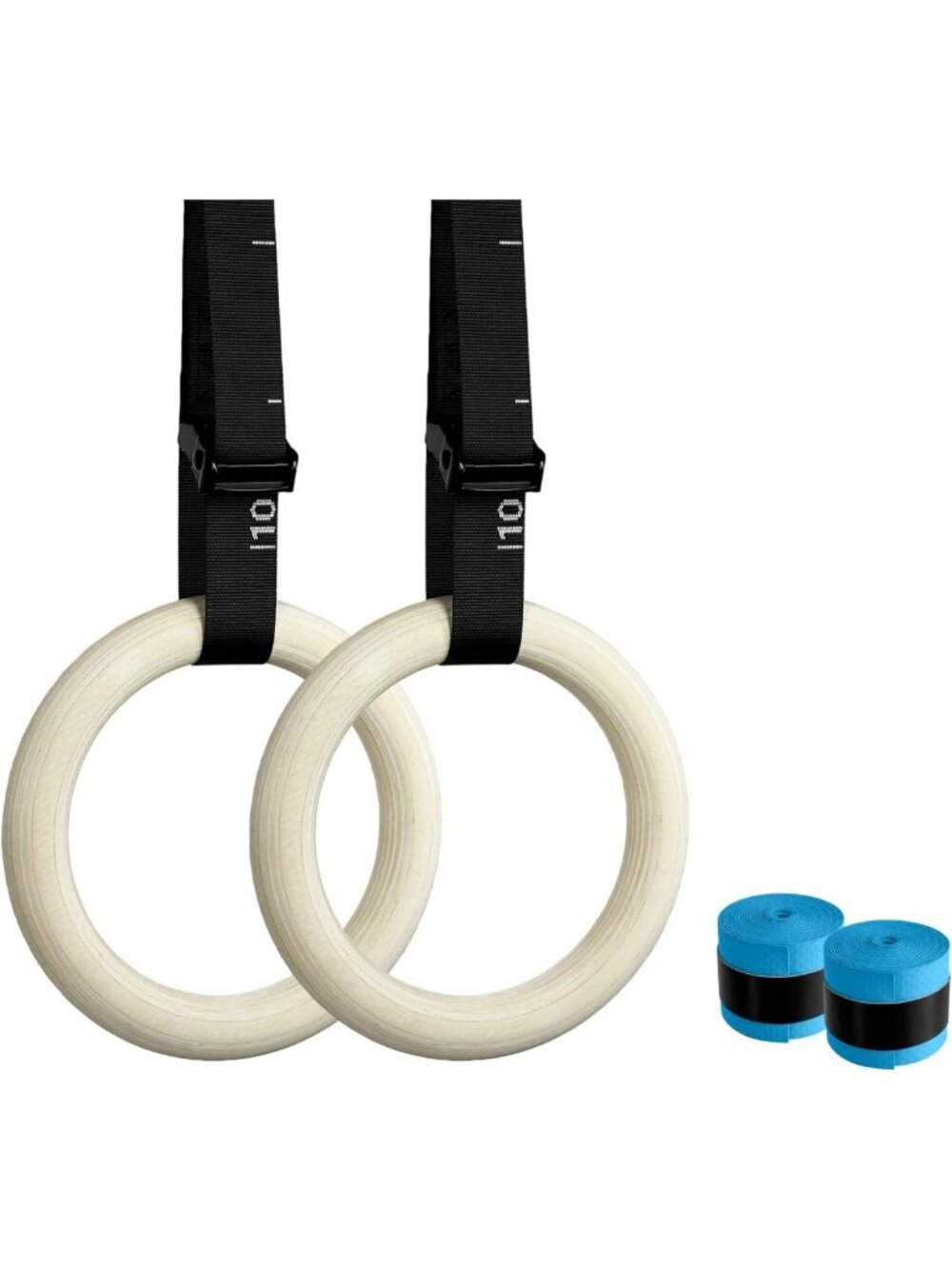 32mm Wooden Gymnastic Rings with Adjustable Straps for Home Workouts & Fitness
